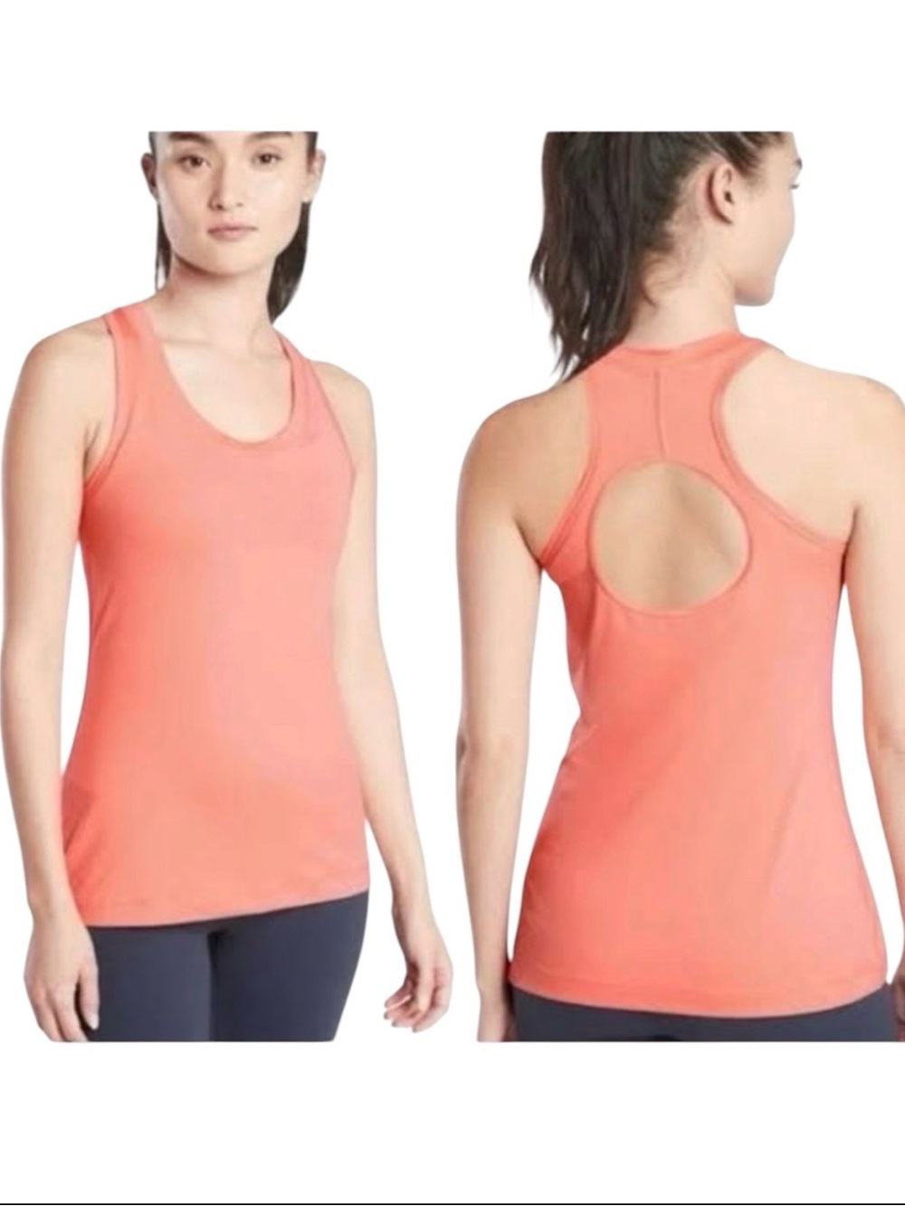 Athleta Coral Nitro Tank Large Flowy Activewear Open Back Workout
